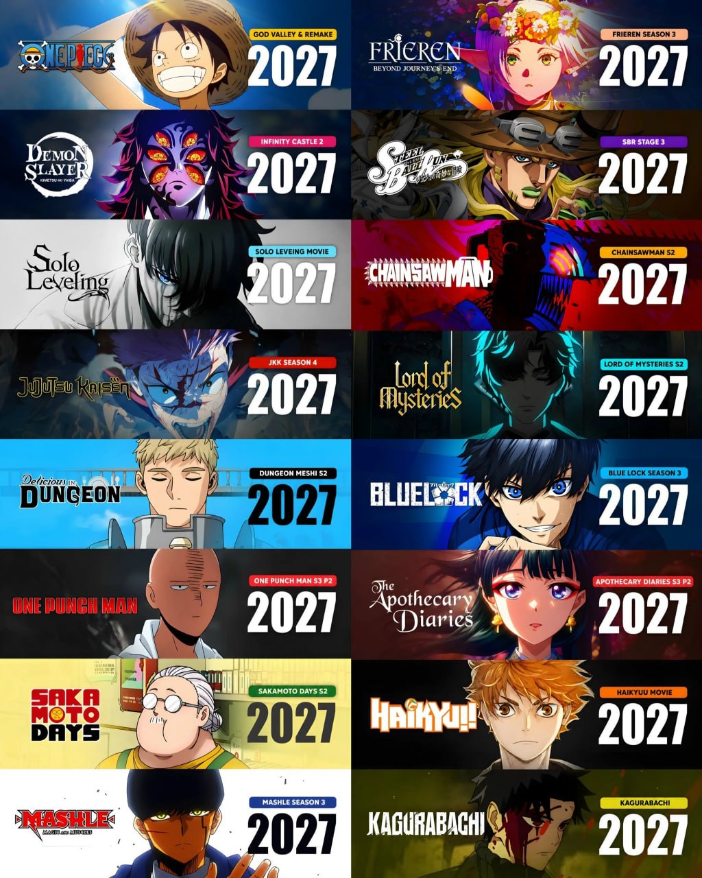 2027 год обещает быть жарким для всех фанатов аниме 🫅AnimeFlow